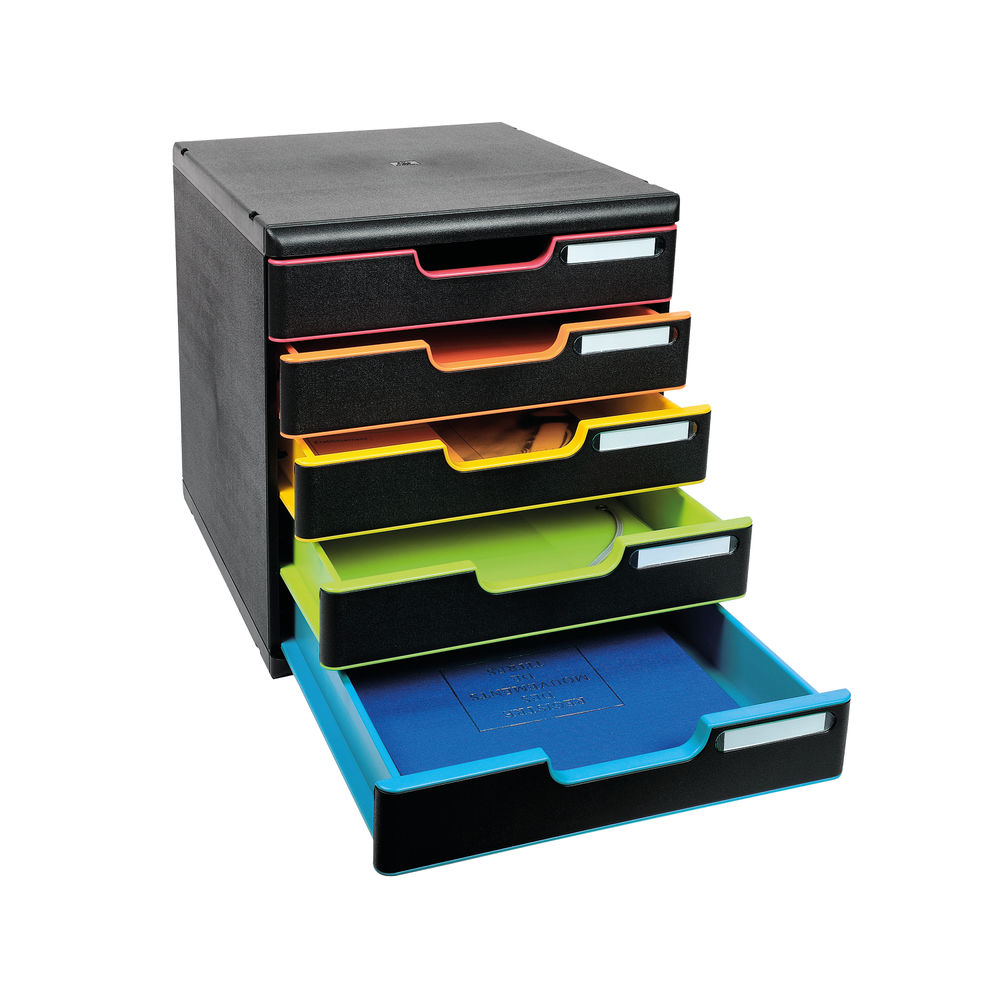 Exacompta Modulo with 5 Drawers A4 Black/Harlequin/Black