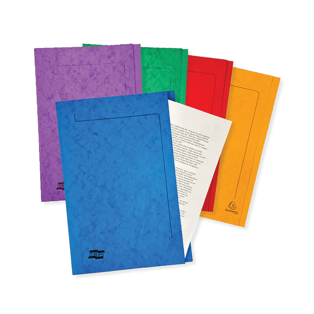 Europa Square Cut Folder 300 micron Foolscap Assorted (Pack of 50) 4820