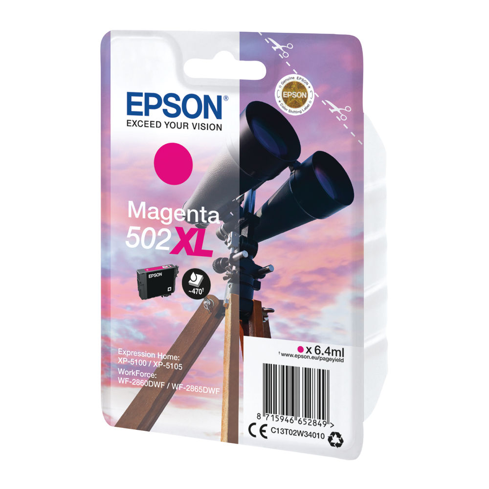 Epson 502XL High Capacity Magenta Ink Cartridge - C13T02W34010