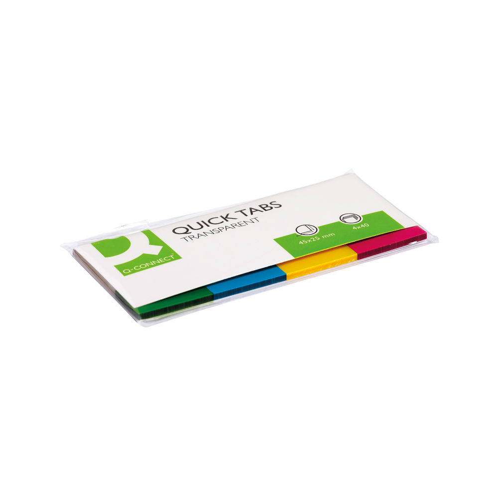 Q-Connect Quick Tabs 25x45mm 40 Tabs 4 Pads Clear/Assorted (Pack of 160) KF01225