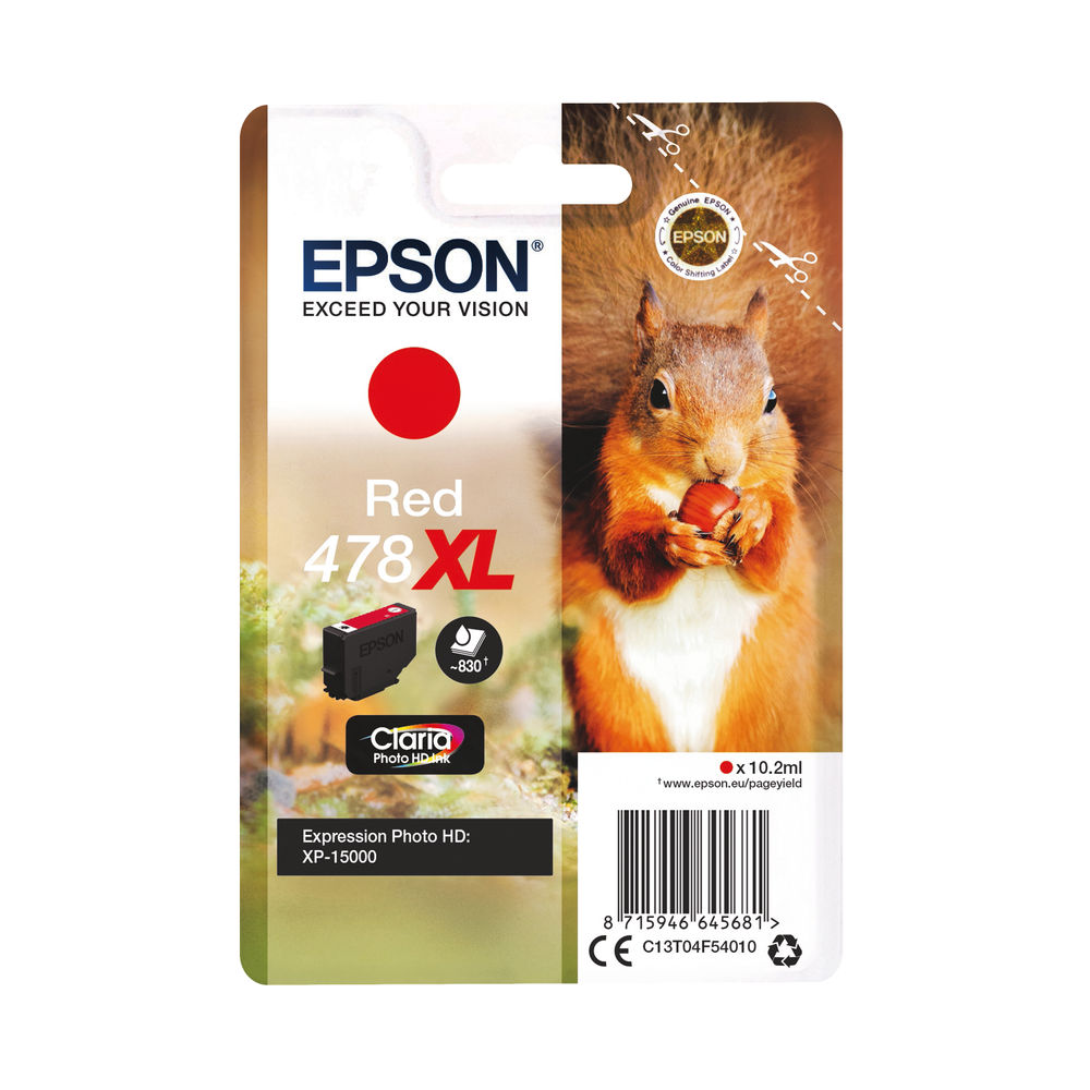 Epson 478XL Red Photo HD Inkjet Cartridge