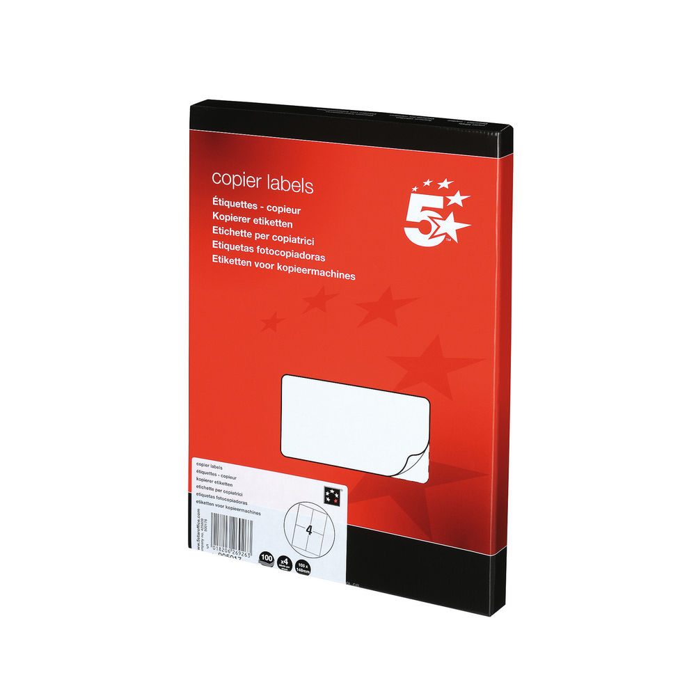 5 Star Office Multipurpose Labels Laser Copier Inkjet 105x148.5mm White (Pack of 400)