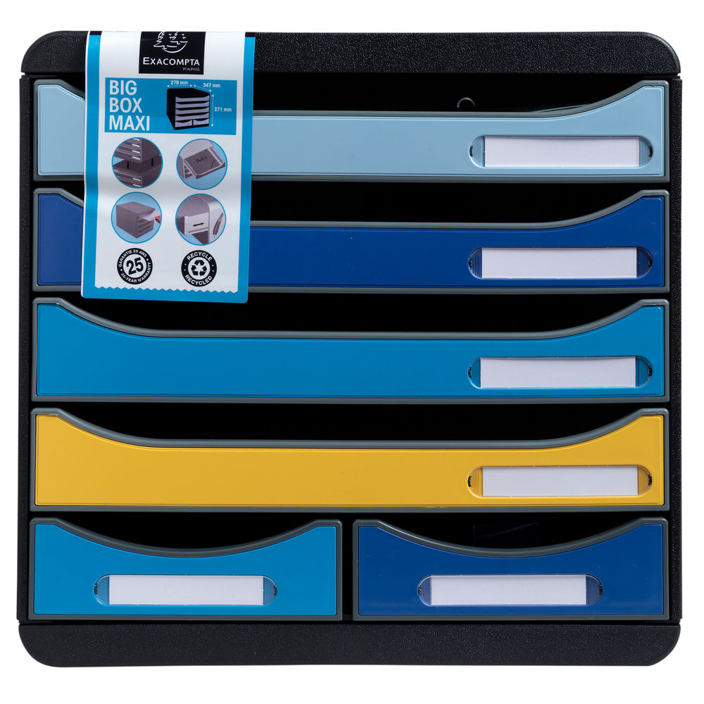 Exacompta Bee Blue Big Box Maxi Recycled 6 Drawer Assorted