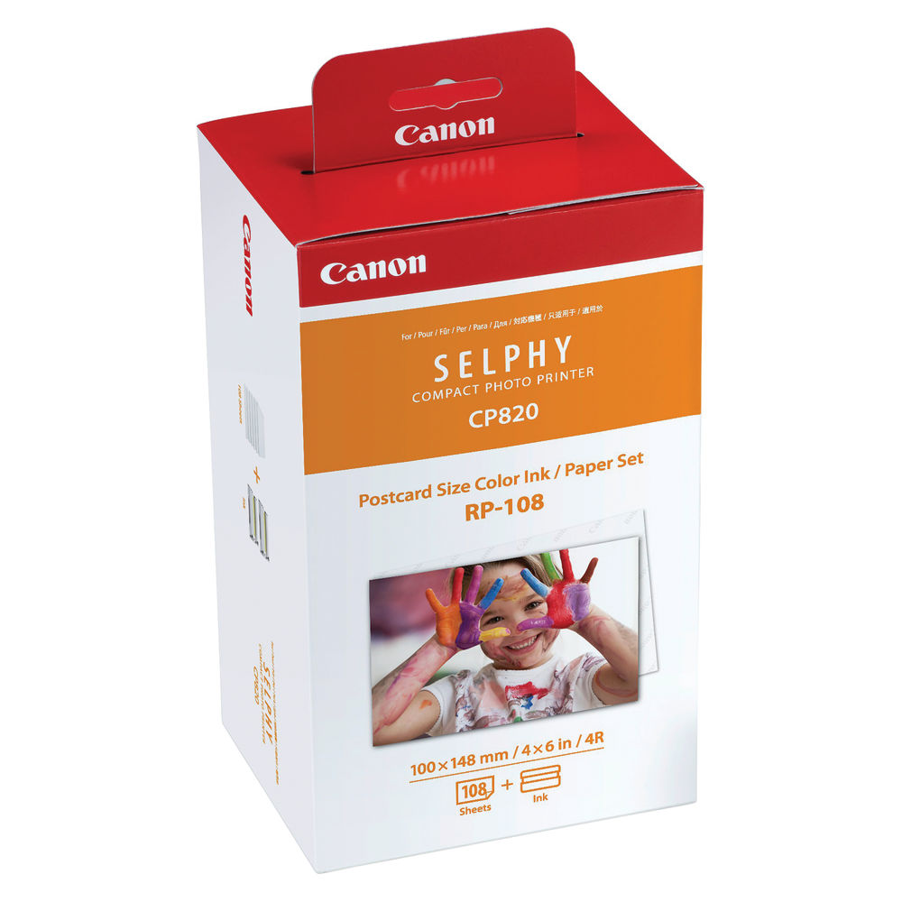 Canon RP-108 Colour Ink + 108 Sheets 100x148mm Paper Set 8568B001