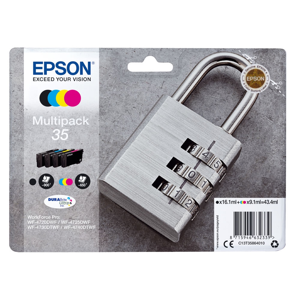 Epson 35 Ink Cartridge DURABrite Ultra Multipack Padlock CMYK C13T35864010