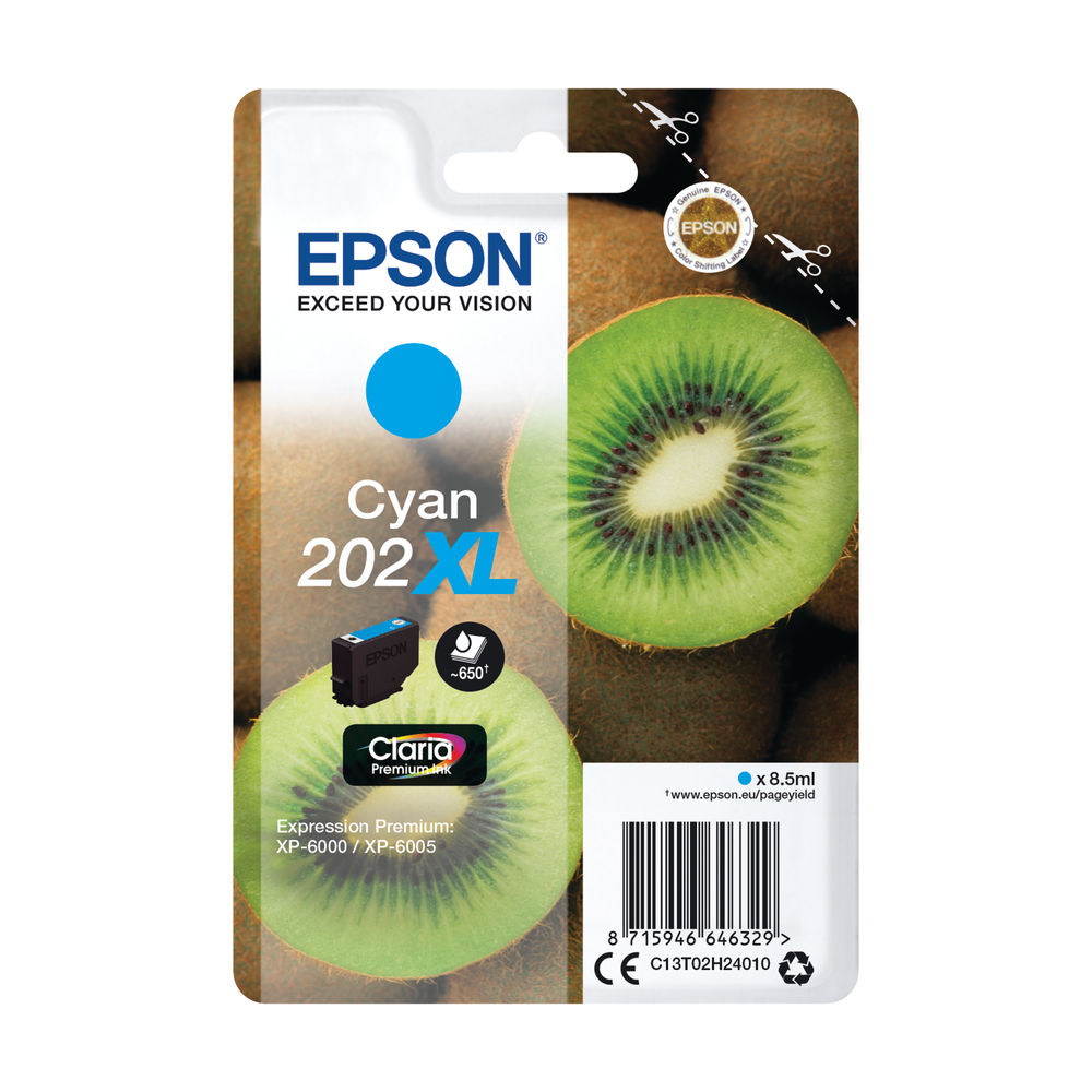 Epson 202XL High Capacity Cyan Ink Cartridge - C13T02H24010