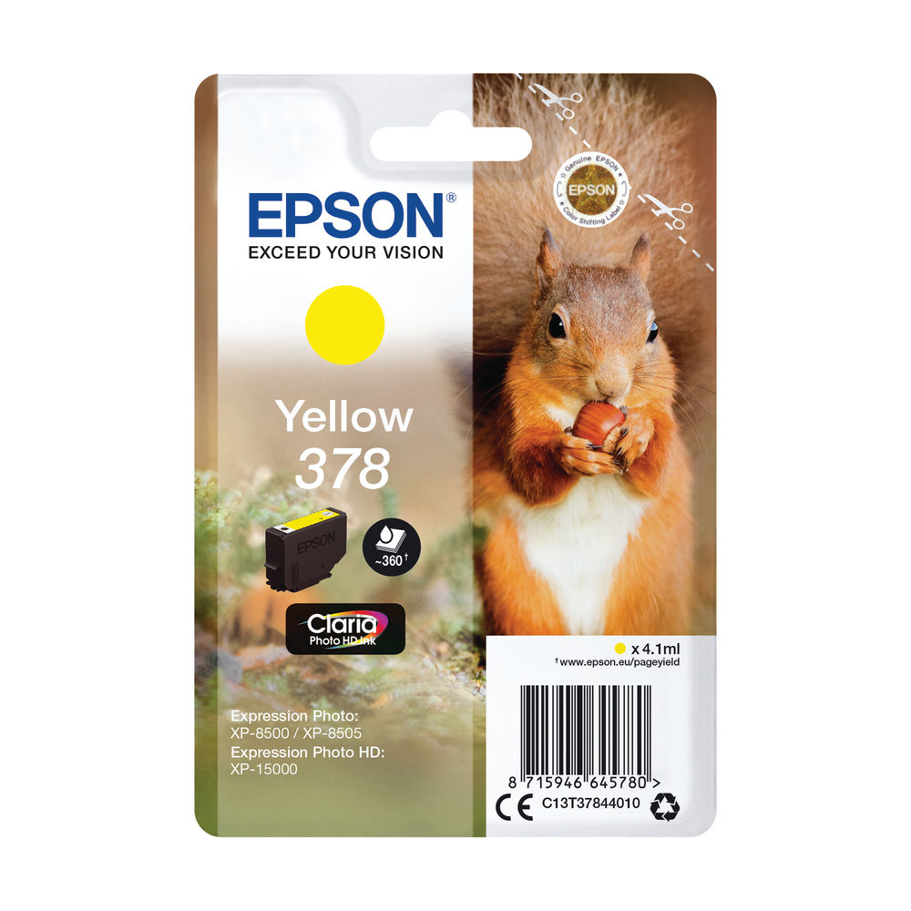 Epson 378 Yellow Photo HD Inkjet Cartridge C13T37844010