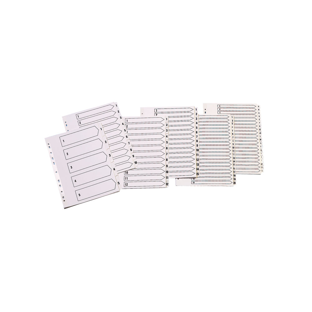 Q-Connect 1-5 Index Multi-Punched Reinforced Board Clear Tab A4 White KF01527