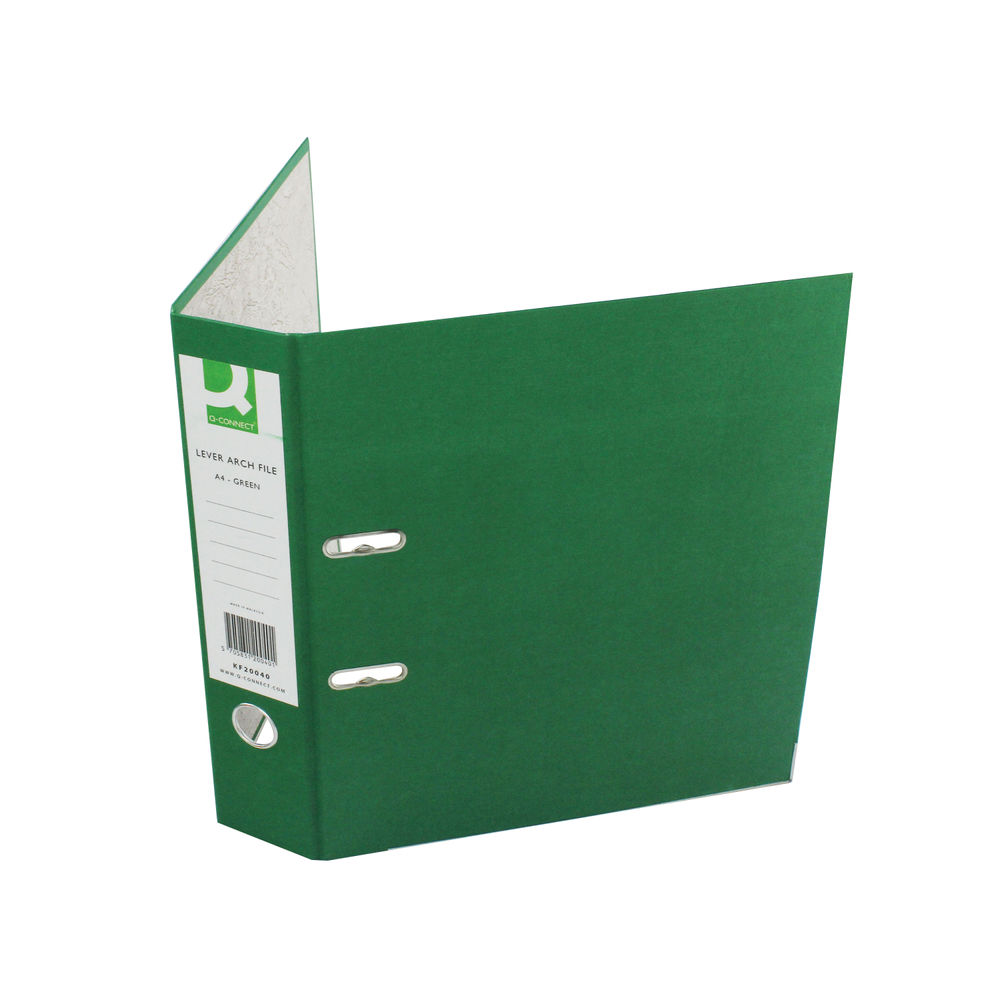 Q-Connect Lever Arch File Paperbacked A4 Green (Pack of 10) KF20040