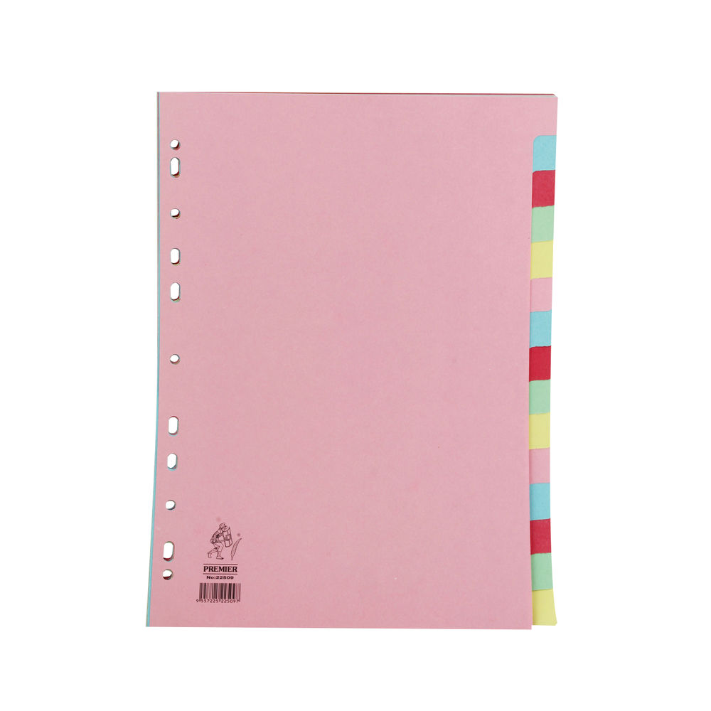 A4 Manilla Divider 15-Part Pink with Multi-Colour Tabs