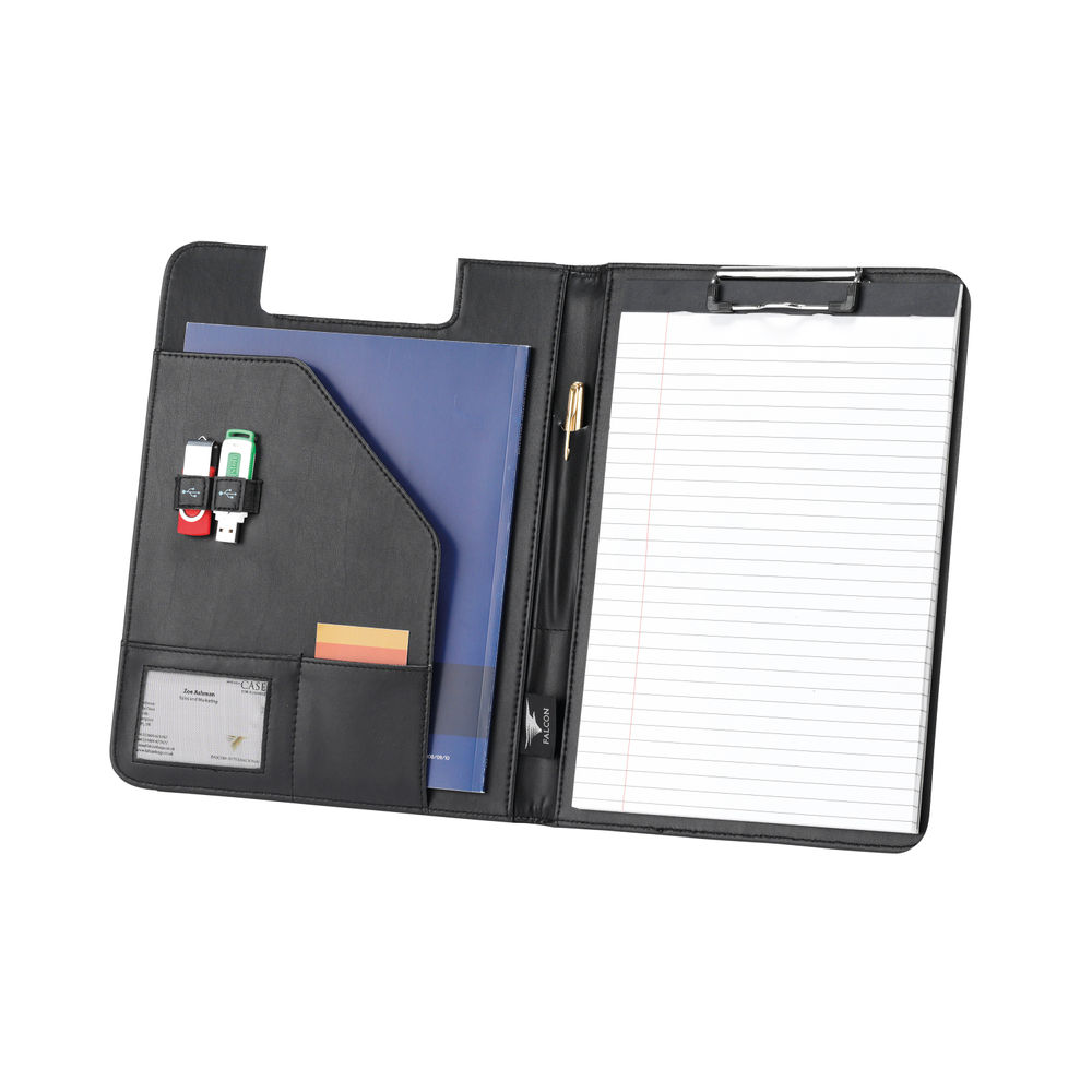 i-Stay Conference Folder with Clipboard A4 Faux Leather Black