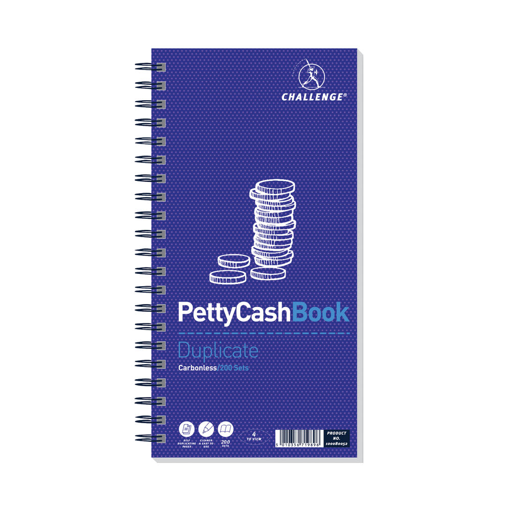Challenge Carbonless Petty Cash Book 200 Duplicate Slips - JDJ71989