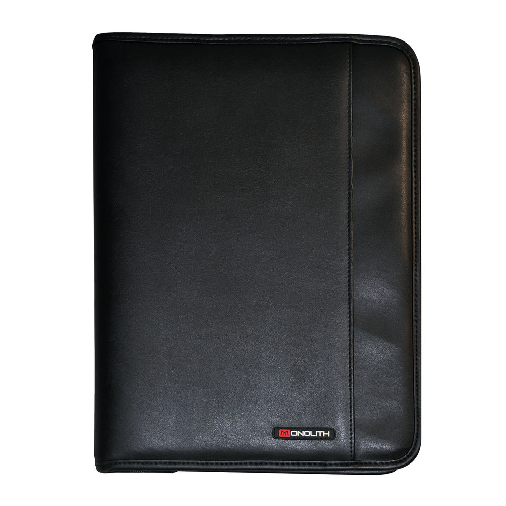 Monolith Leather Look Zipped Ring Binder A4 Black