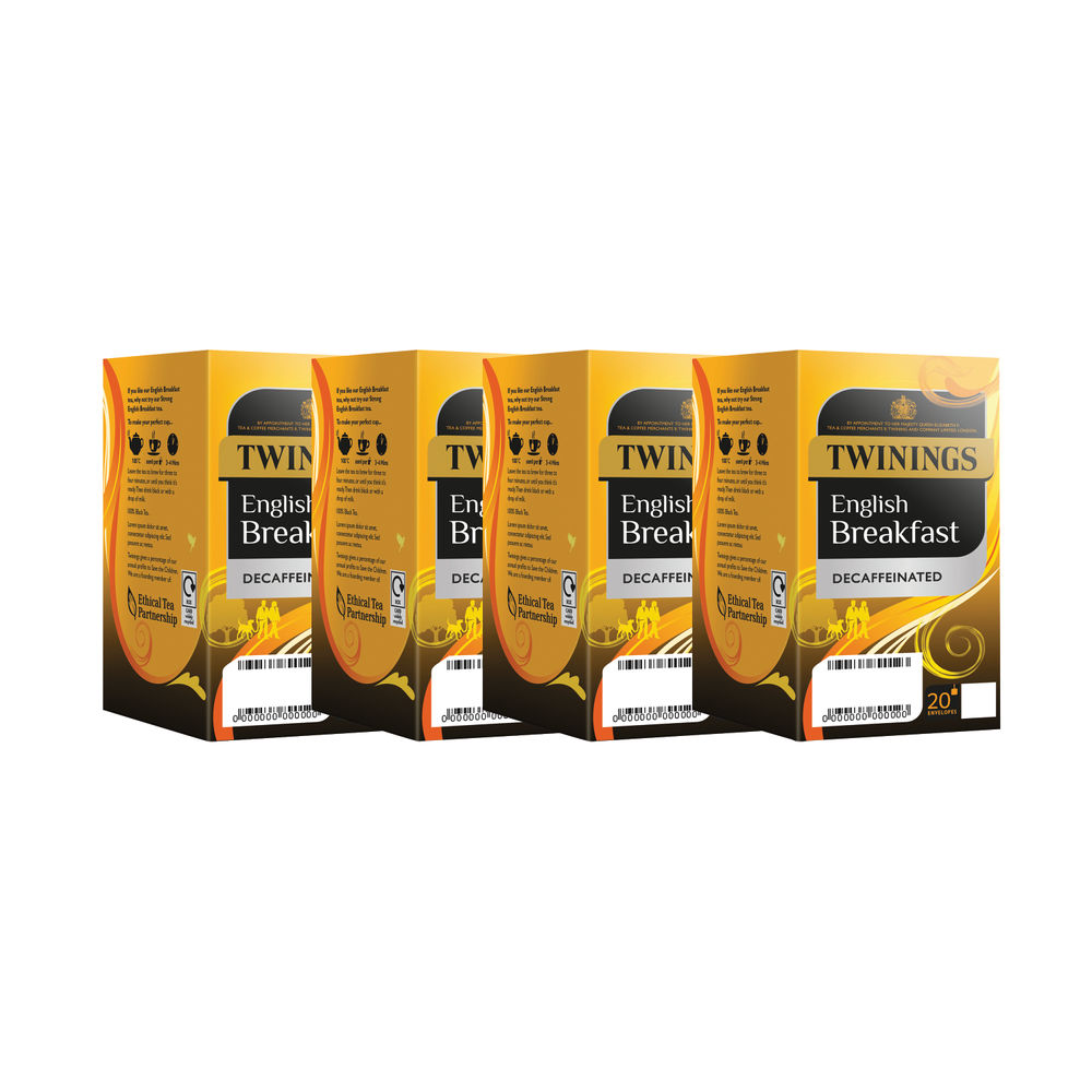 Twinings Decaffeinated English Breakfast Tea Bags (Pack of 80) F12423