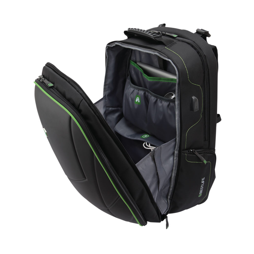 BestLife 17 Inch Gaming Assailant Backpack with USB Connector Black