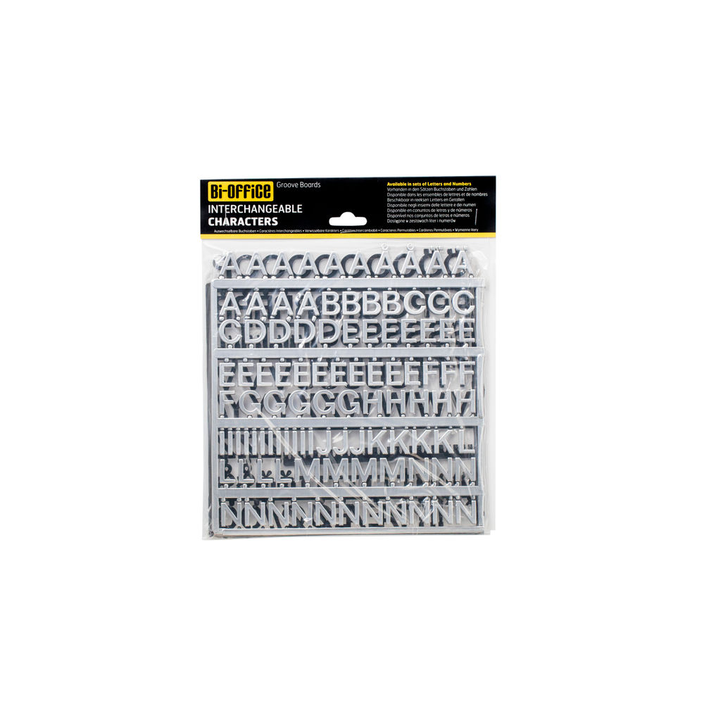 Bi-Office Changeable Letter Boards Characters 19mm Silver (Pack of 235) CAR0102