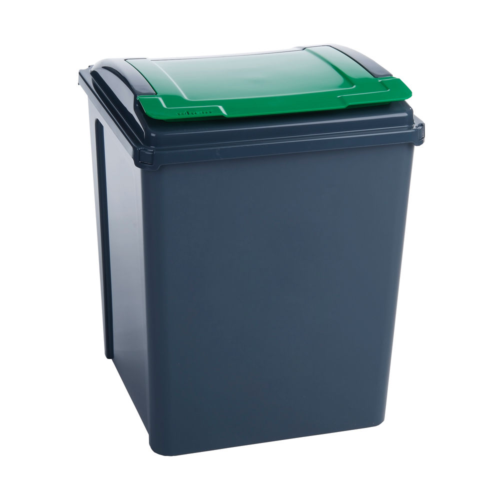 VFM Recycling Bin With Lid 50 Litre Green 384288