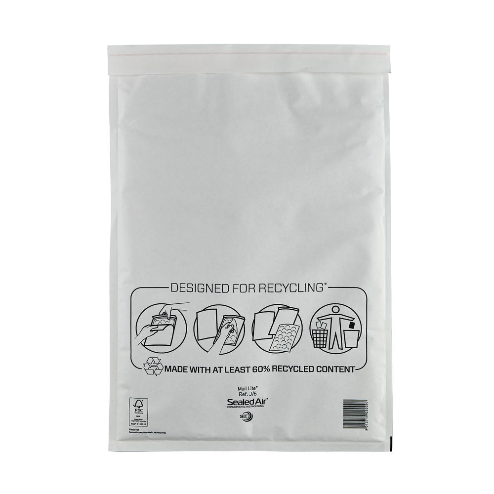 Mail Lite Size J 6 White Bubble Lined Envelopes Pack Of 50