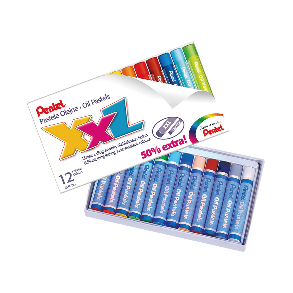 Pentel Oil Pastels Large Assorted Colours (Pack of 12) GHT-12