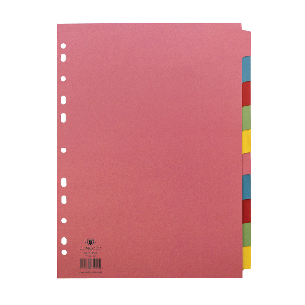 Concord Divider 10-Part A4 160gsm Multicoloured 72099/J20