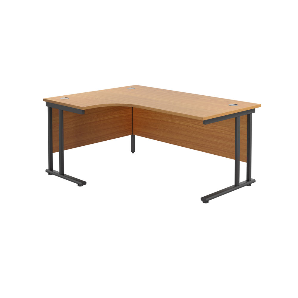 Jemini Radial Left Hand Double Upright Cantilever Desk 1600x1200x730mm Nova Oak/Black KF820413