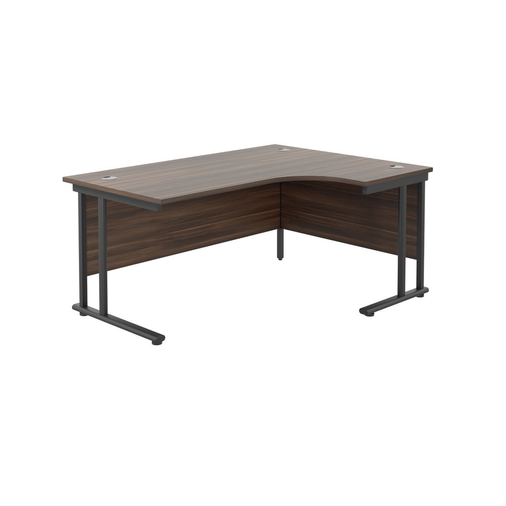 Jemini Radial Right Hand Double Upright Cantilever Desk 1600x1200x730mm Dark Walnut/Black KF820444