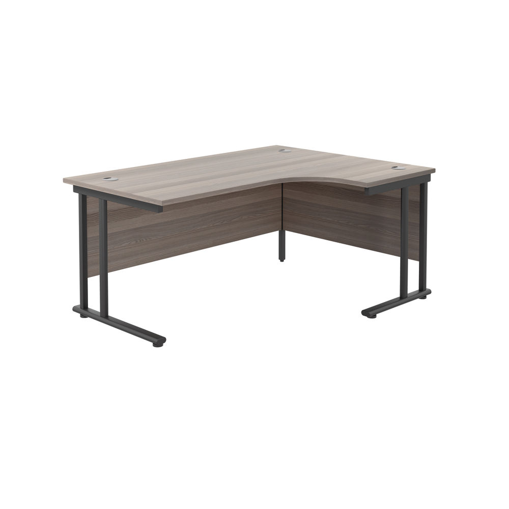 Jemini Radial Right Hand Double Upright Cantilever Desk 1600x1200x730mm Grey Oak/Black KF820451