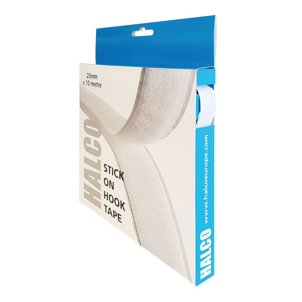 Halco 20mm x 10m Stick On Hook Tape Roll - 20AWH10(BOX)