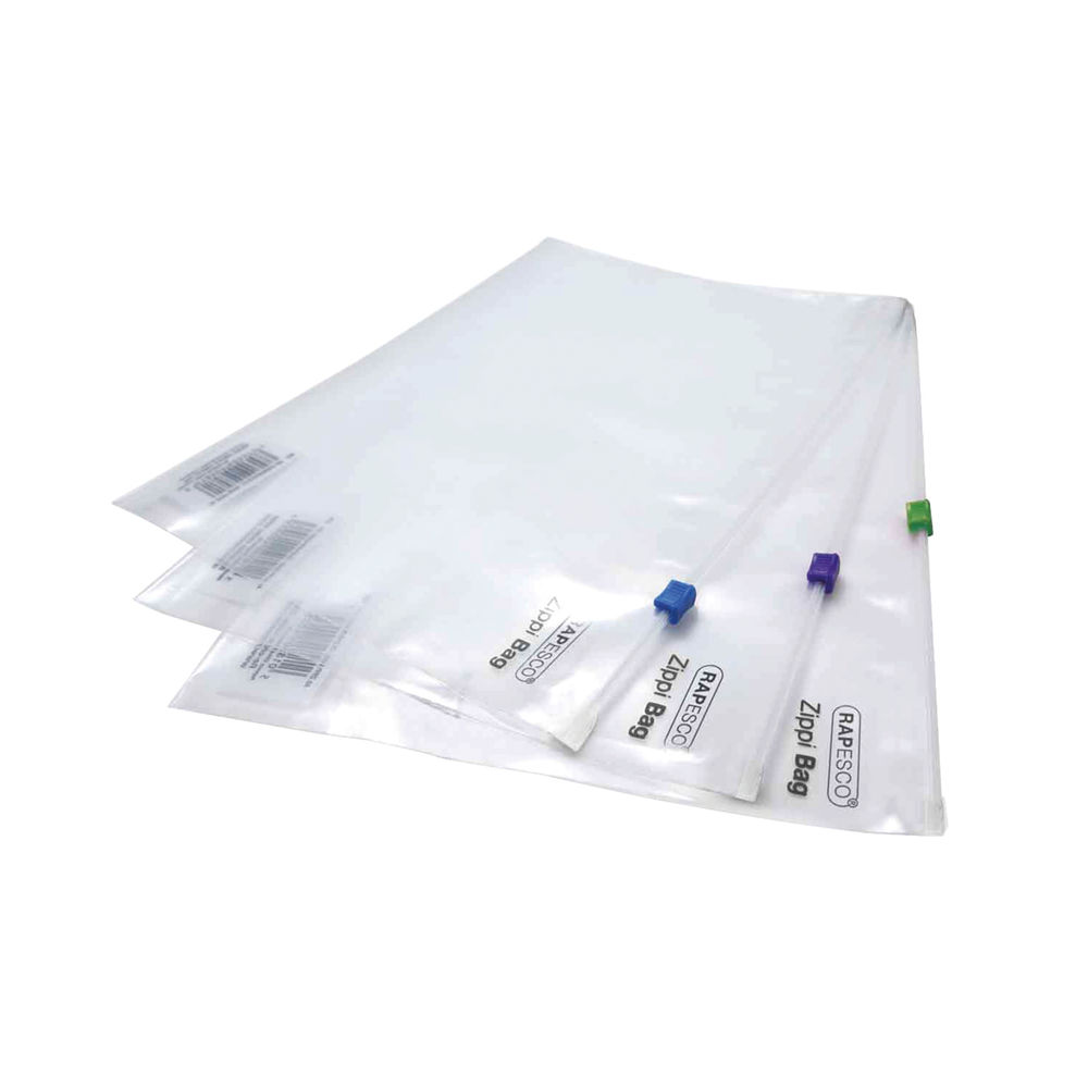 Rapesco Zippi Bags Plastic Zip A4 Plus Clear (25 Pack) 0796