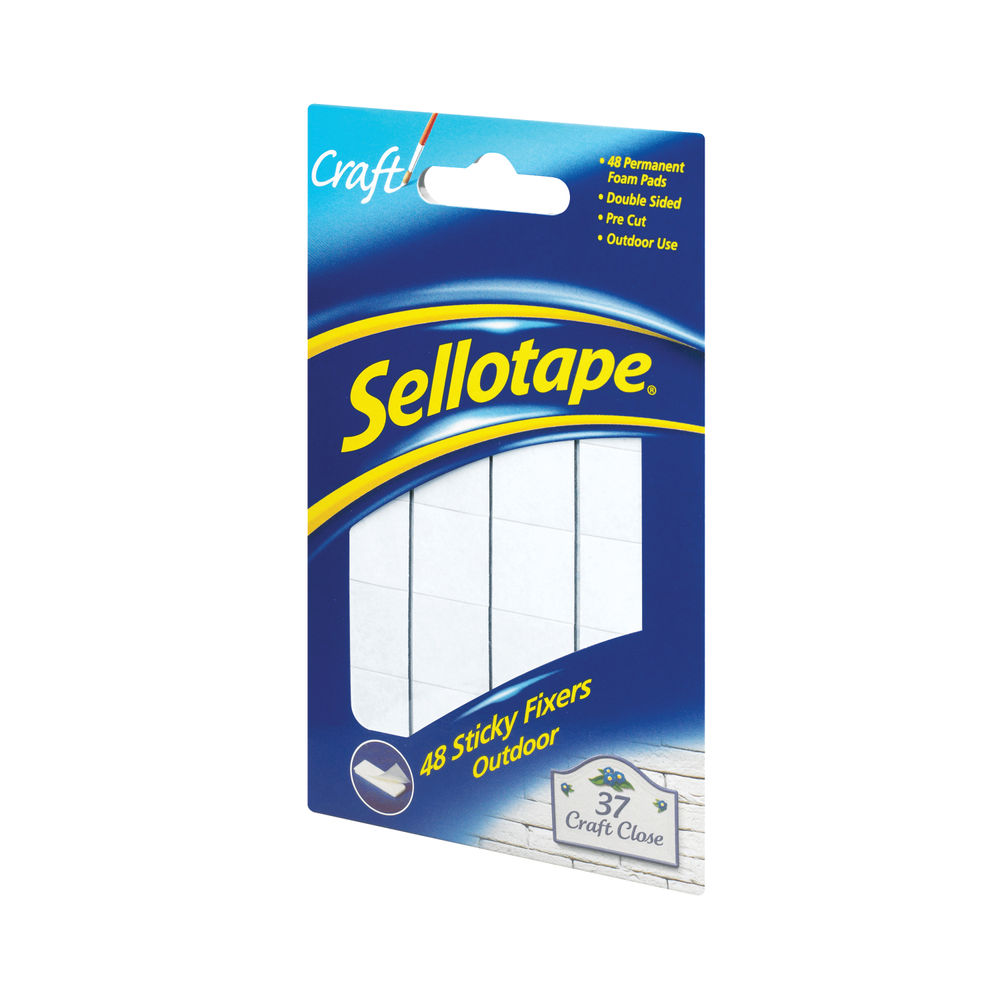 Sellotape Outdoor Sticky Fixers Permanent, Pack of 48 - 484329