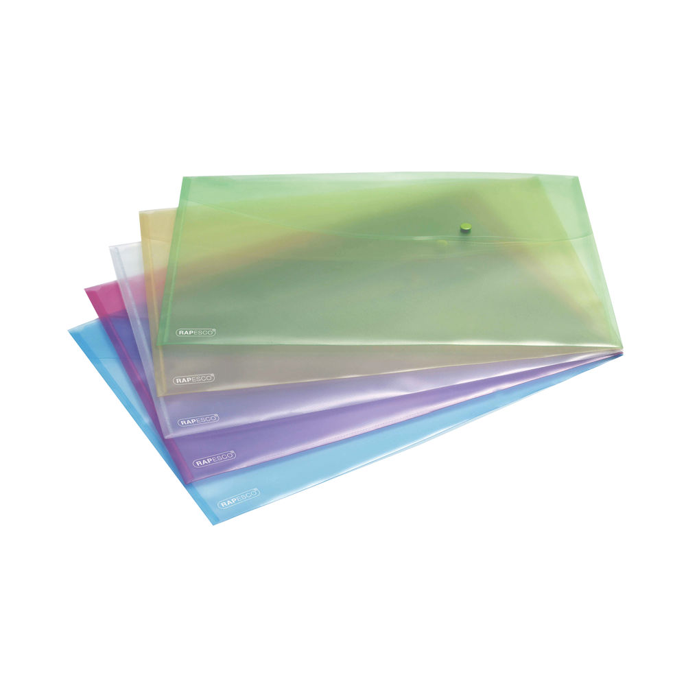 Rapesco Popper Wallet A3 Pastel Assorted (Pack of 5) 0697