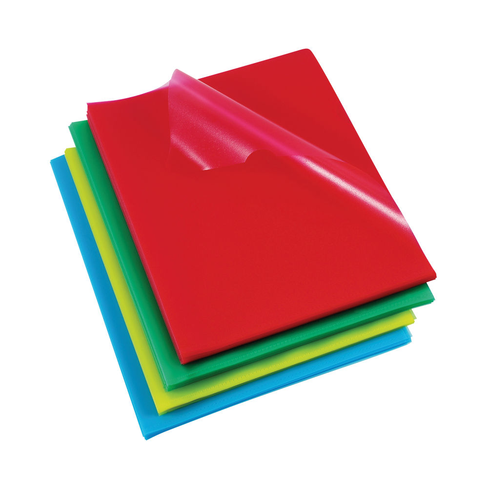 Rexel Cut Flush Folders Polypropylene A4 Assorted (Pack of 100) 12216AS