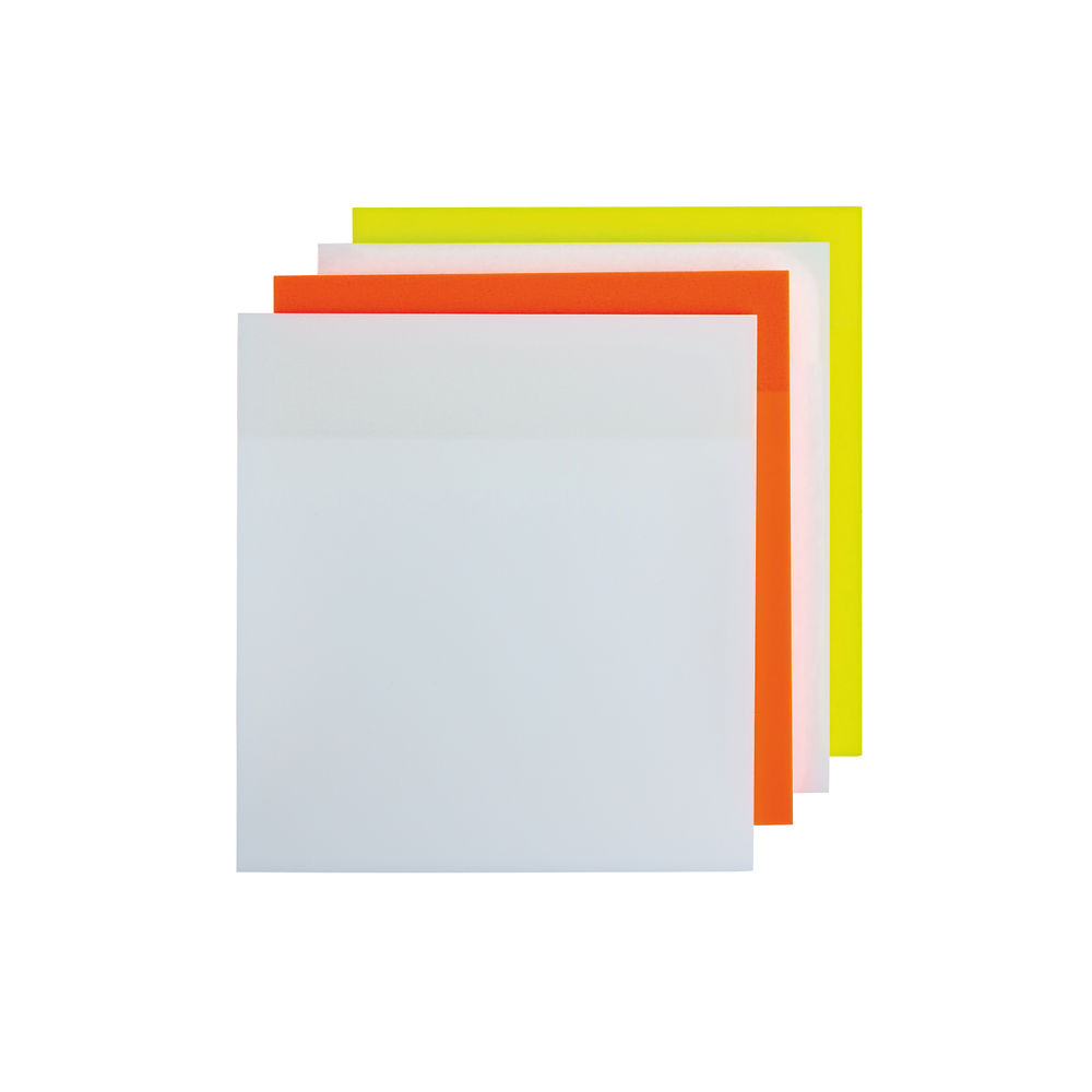 Q-Connect Clear Notes 76x76mm Semi-Transparent Assorted (Pack of 4)