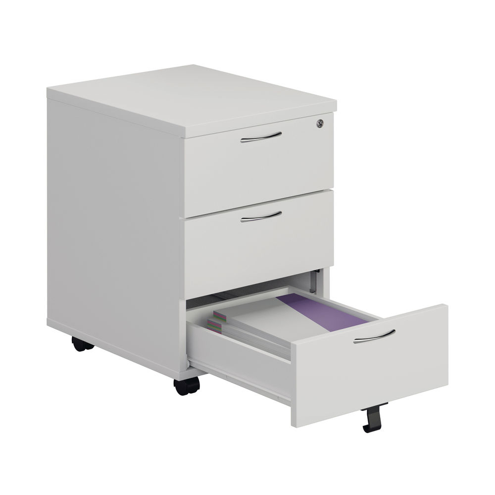 Jemini H595mm White 3 Drawer Mobile Pedestal