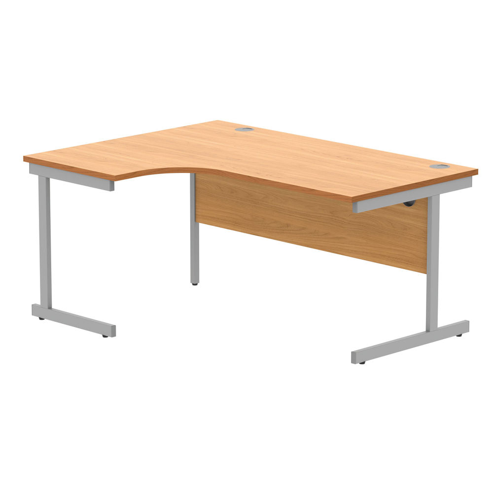 Polaris Left Hand Radial SU Cantilever Desk 1600x1200x730mm Norwegian Beech/Silver KF821380