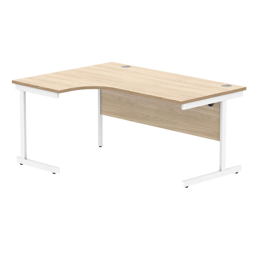 Polaris Left Hand Radial Single Upright Cantilever Desk 1600x1200x730mm Canadian Oak/White KF821440