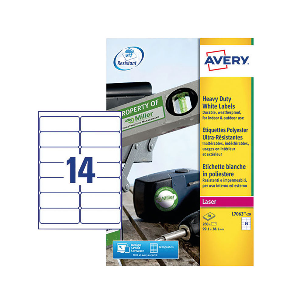 Avery Heavy Duty White Address Labels (Pack of 280)