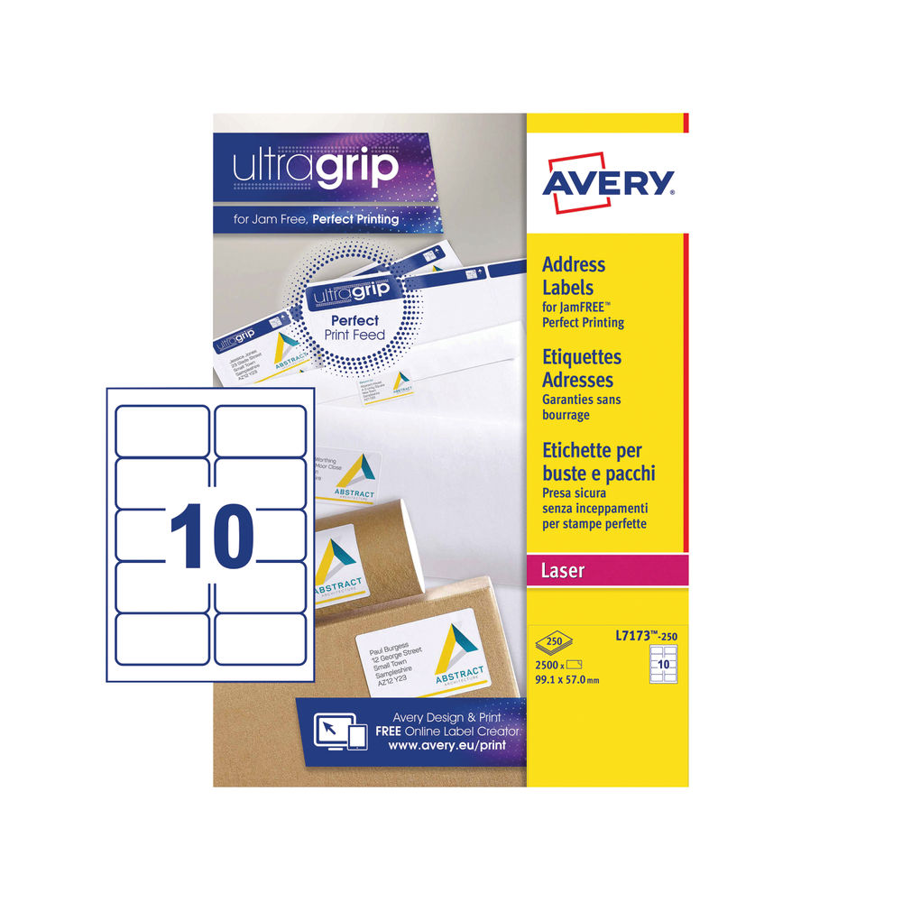 Avery Ultragrip Laser Labels 99.1x57mm White (Pack of 2500)