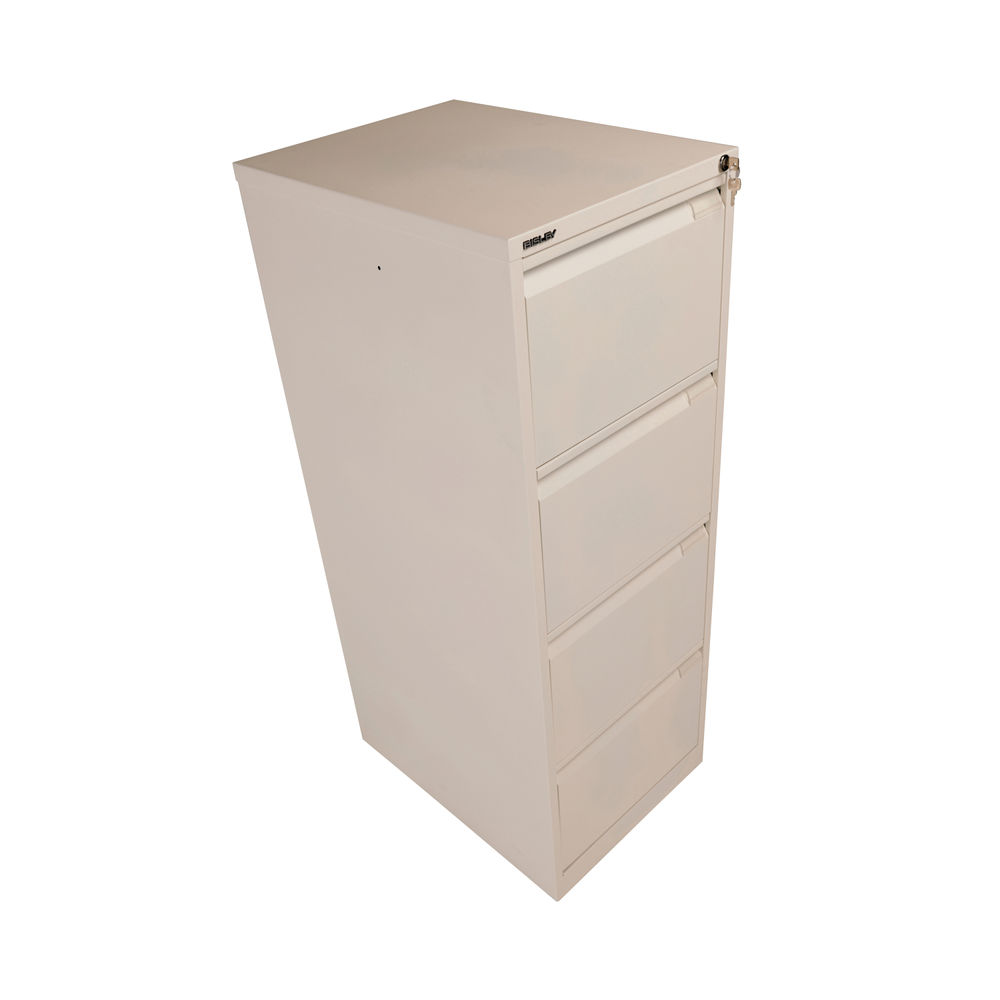 Bisley H1321mm Goose Grey 4 Drawer Flush Fronted Filing Cabinet