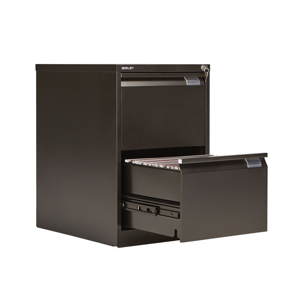 Bisley H711mm Black Flush Fronted 2 Drawer Filing Cabinet