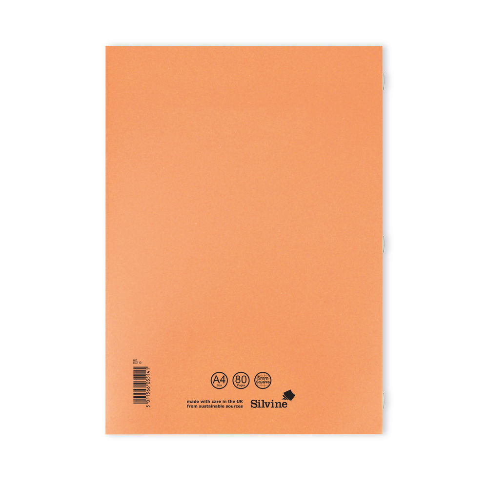 Silvine A4 Orange 5mm Squares Exercise Book (Pack of 10)