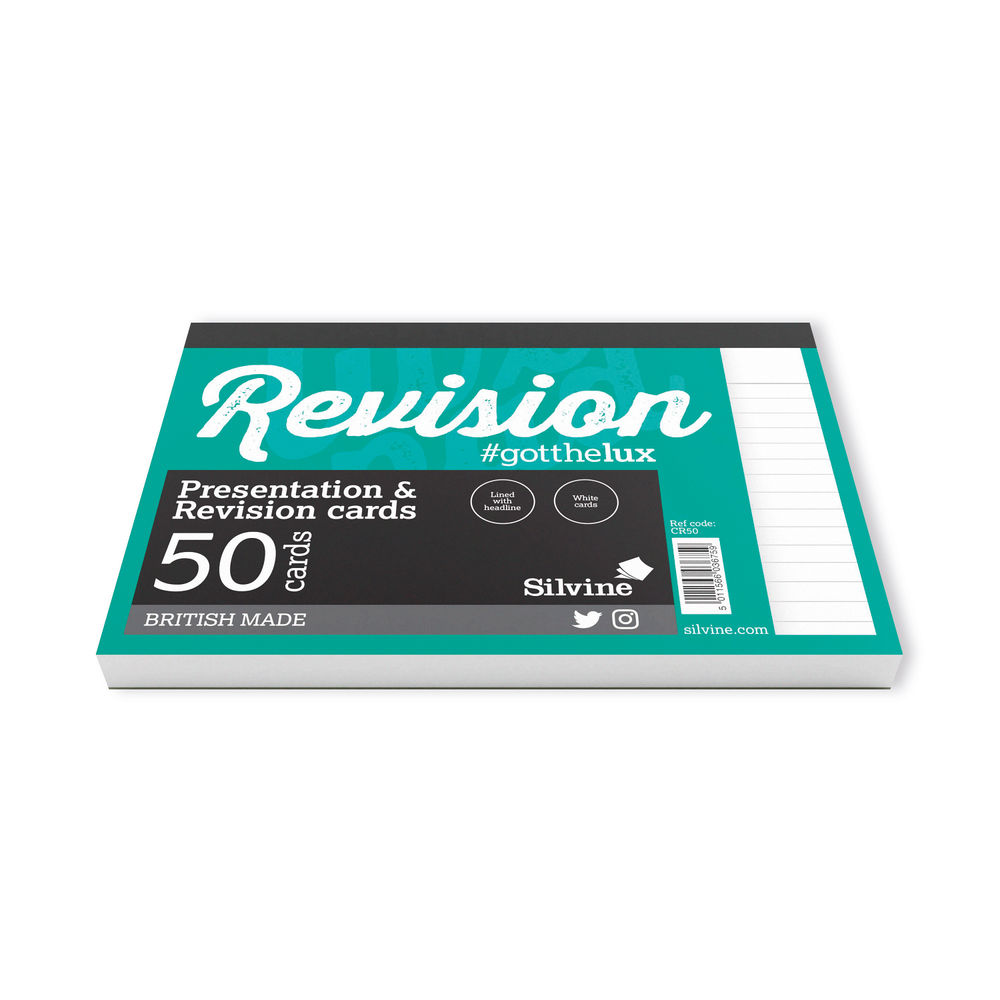 Silvine Revision Card Notepad 50 Card White (Pack of 1000)