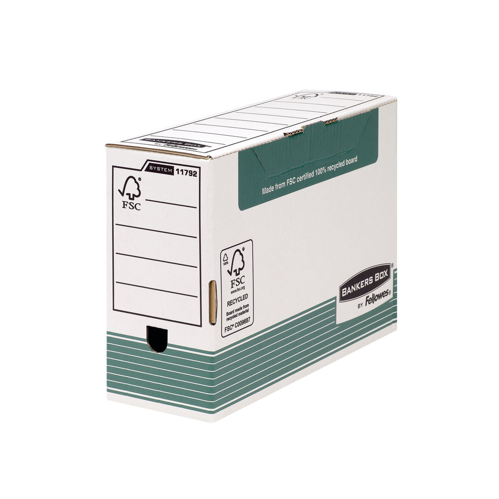 Fellowes Bankers Box Transfer File 120mm Foolscap Green (Pack of 10) 1179201