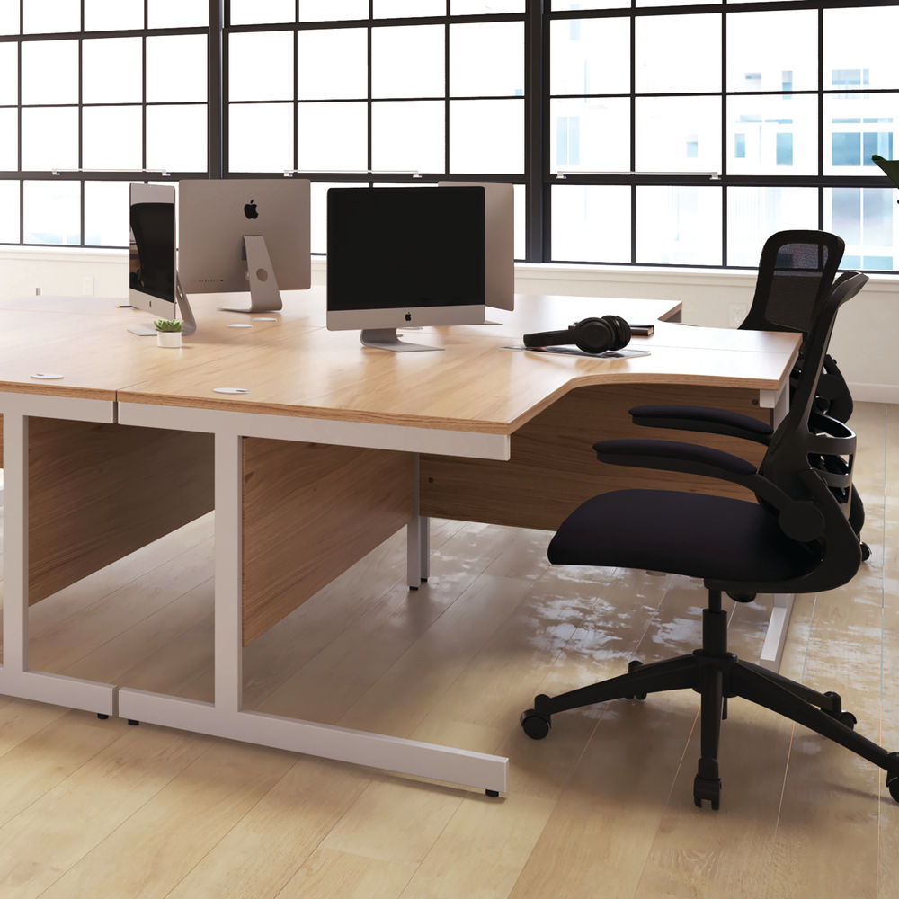 First 1400x800mm White/White Single Rectangular Desk