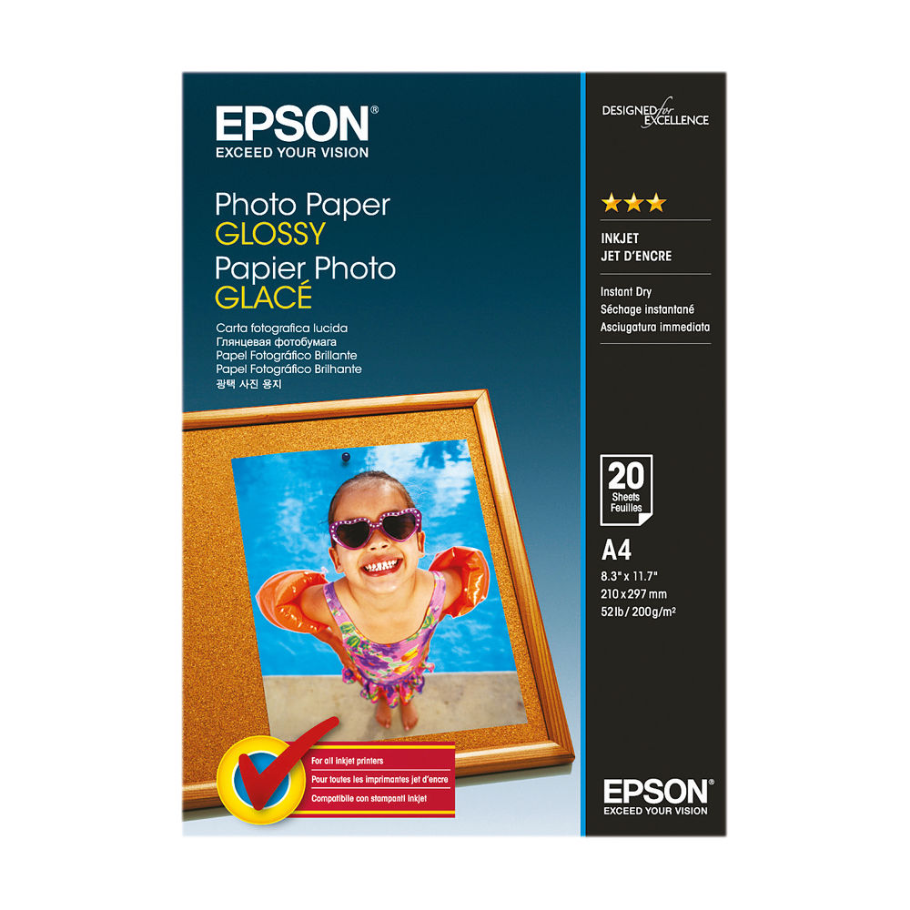 Epson Glossy A4 Photo Paper 200gsm 20 Pack C13s042538 0912