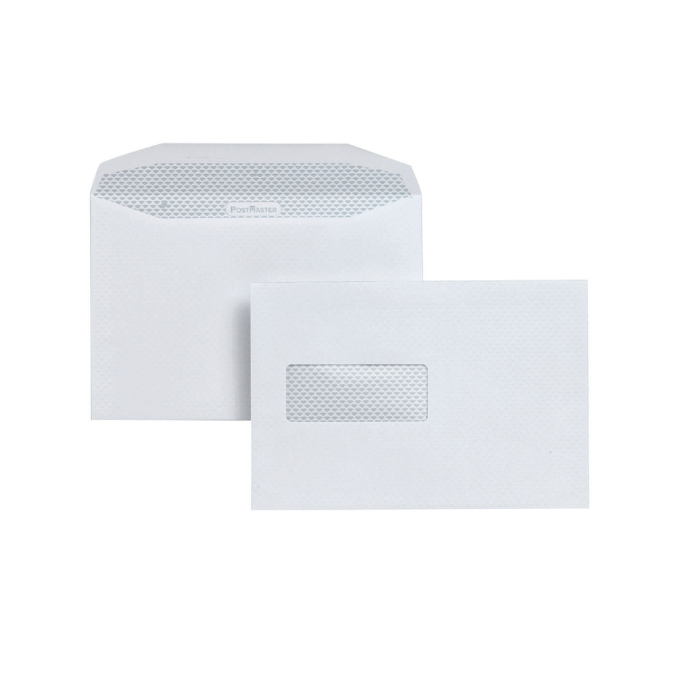 Postmaster White C5 Gummed Window Envelopes 90gsm, Pack of 500 - A29984