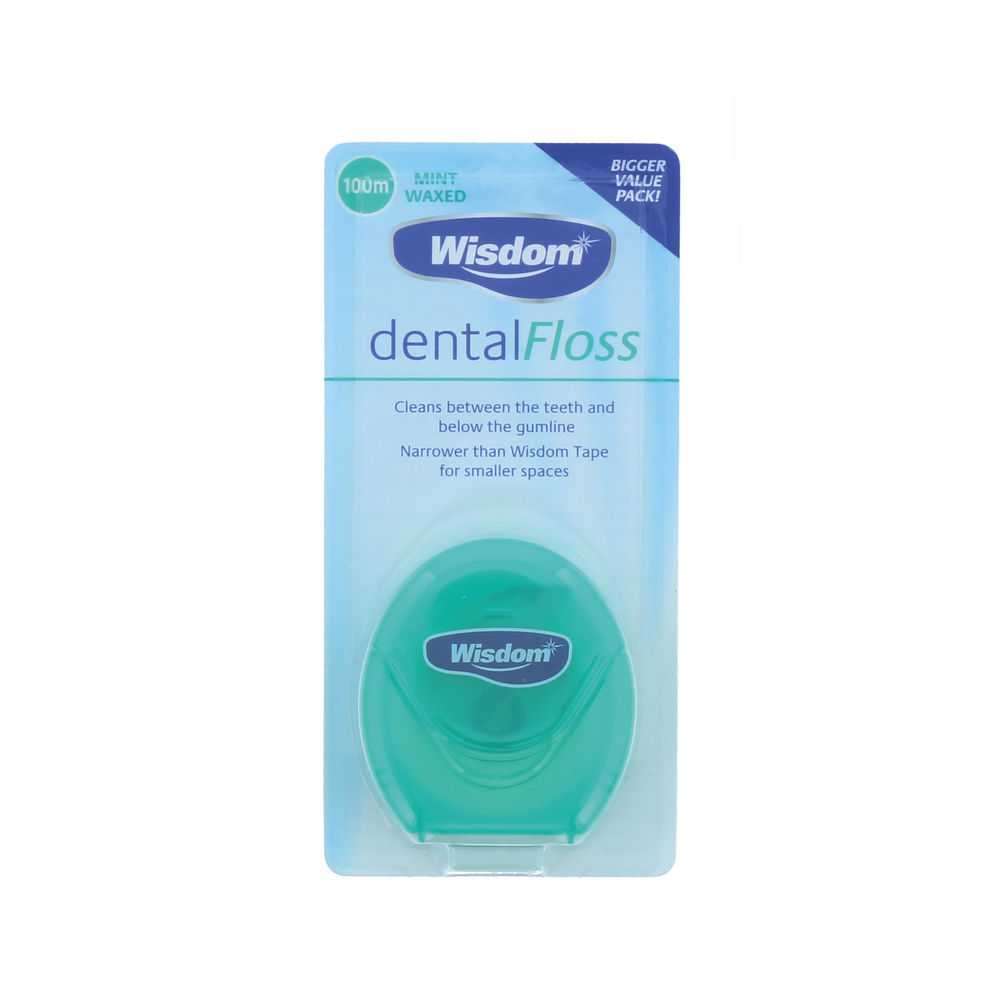 Wisdom Dental Floss Waxed Mint 100m (Pack of 12) TOWIS043