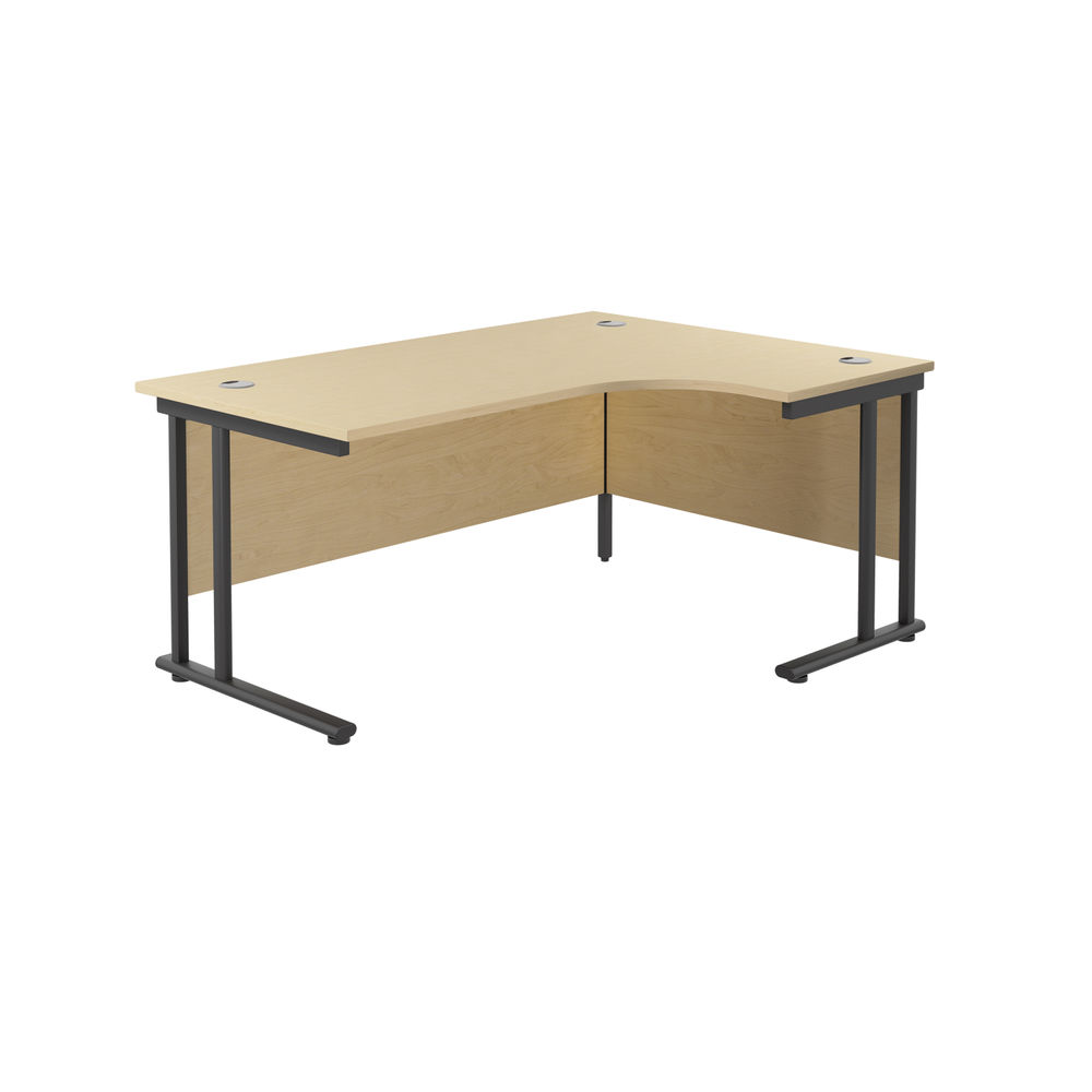 Jemini Radial Right Hand Double Upright Cantilever Desk 1800x1200x730mm Maple/Black KF803829