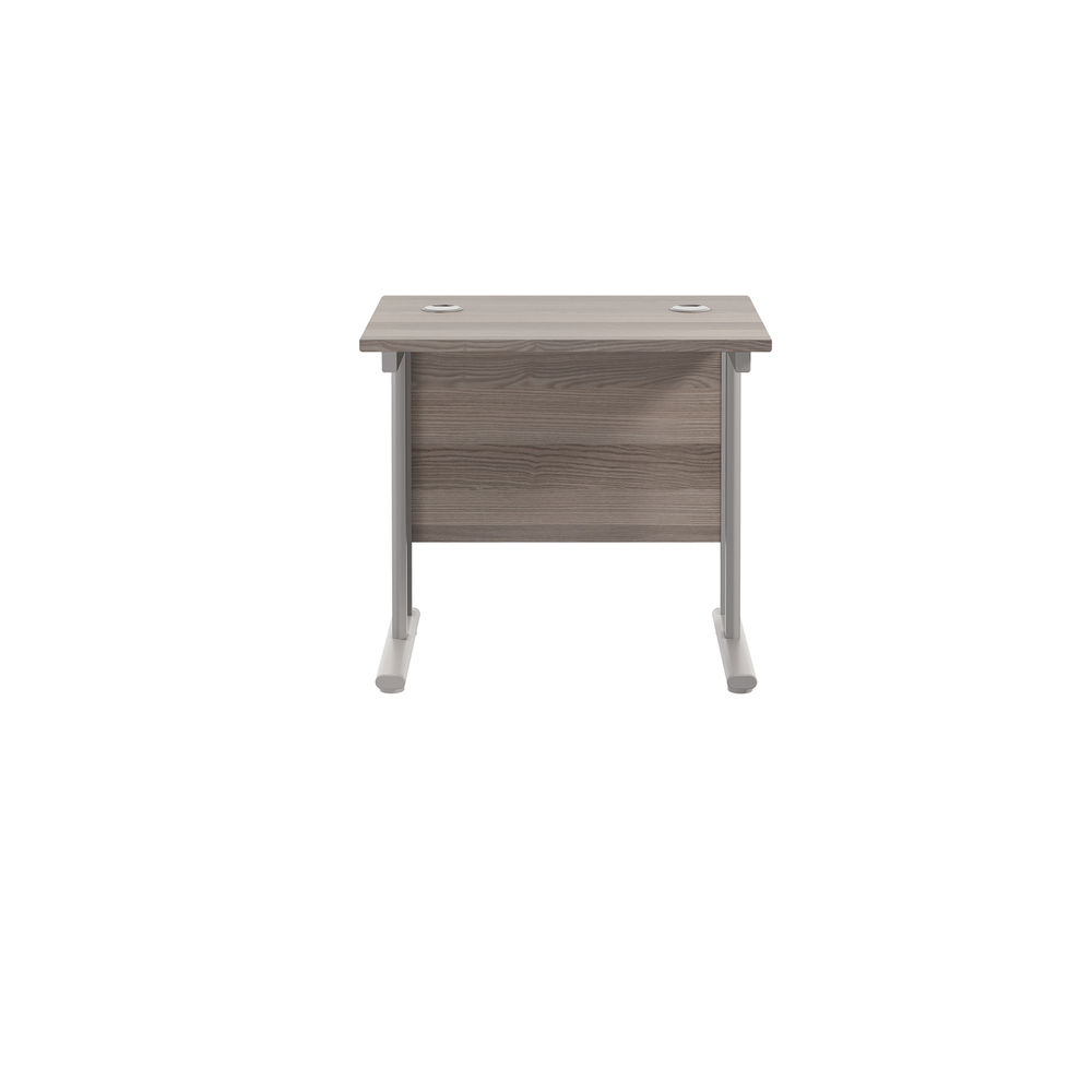 Jemini 800x600mm Grey Oak/Silver Double Upright Rectangular Desk