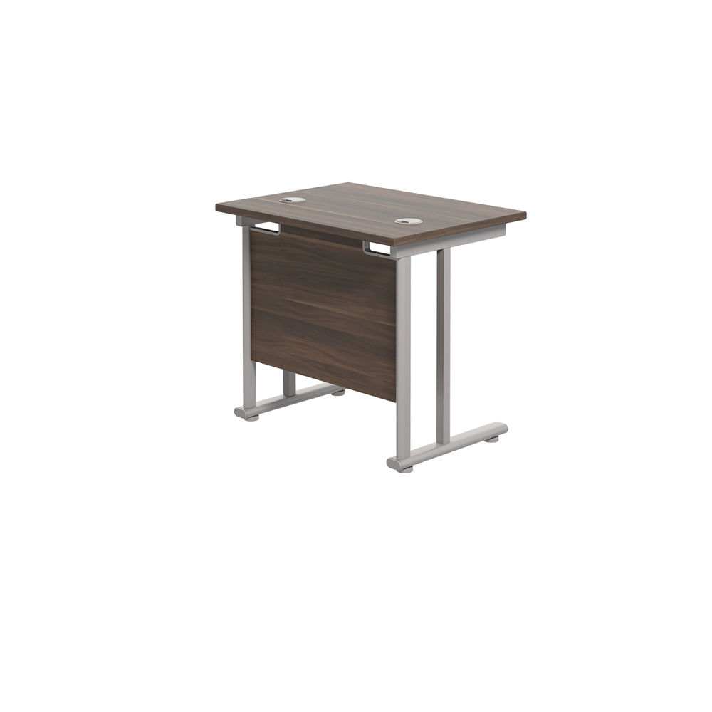 Jemini 800x600mm Dark Walnut/Silver Double Upright Rectangular Desk